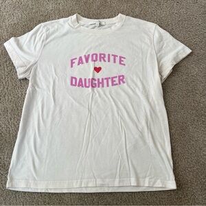 Favorite Daughter Cream T-Shirt with Pink Writing Medium